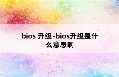 bios 升级-bios升级是什么意思啊